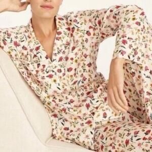 J.Crew Womens Large Pajama Set Top Pants Vintage Floral Print Loungewear Comfy